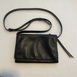 All Saints Fetch Adjustable Strap Pebbled Leather Crossbody Bag Purse Boho Black