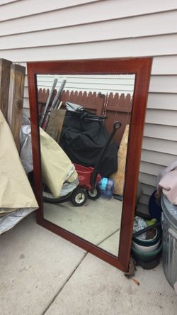 Large Wall Mirror with Wood Frame