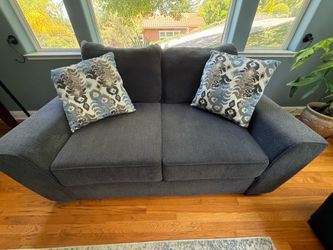 Living Spaces 75" Parker Foam IV Deep Seating Loveseat – Venus Marine Blue