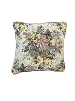 Adorable Vintage Needlepoint Floral Throw Pillow