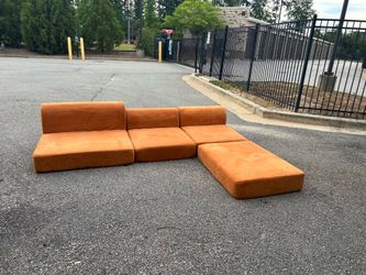 Orange Mid Century Modern Modular Floor Sleeper Sofa