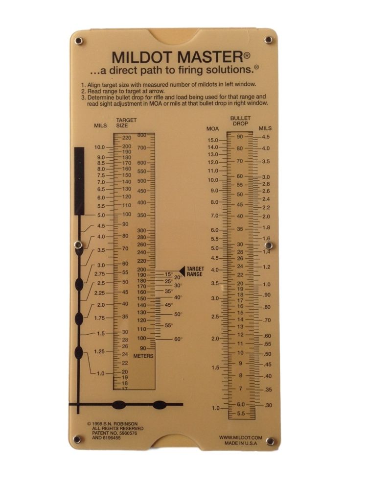 MILDOT MASTER - Slide Rule Tool for Hunting and Long-Range Shooting