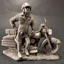 Harley Davidson Motorcycle Police Officer Keeping the Peace Pewter Sculpture 