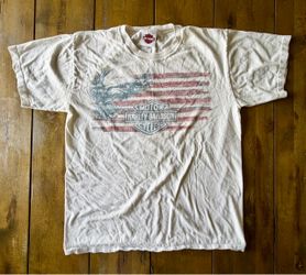 2014 Harley-Davidson Lawless T-Shirt Mens M White Eagle Flag Renton WA