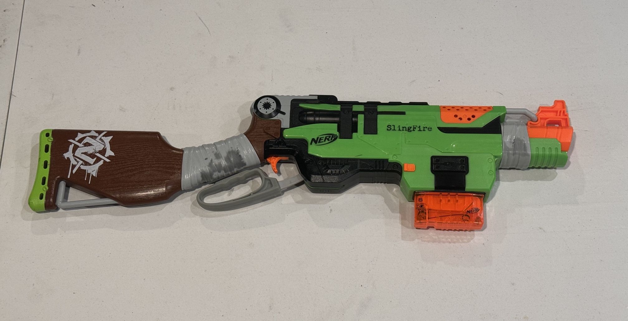 NERF Zombie Slingfire w/ full 6rd magazine