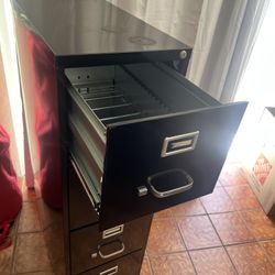 Vertical 4 Drawer Black Metal File Cabinet