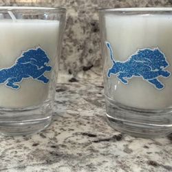 Officially Licensed Detroit Lions Shot Glass Candle Set of 2 (New)