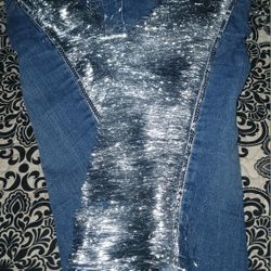 Size 18 Strech Jean Shorts With Silver Tassels