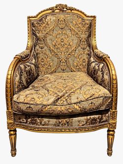 Set of 2 Gold French-Style Accent Armchairs