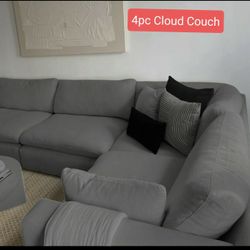 Gray Cloud Modular Sectional Couch Sofa Feathered 