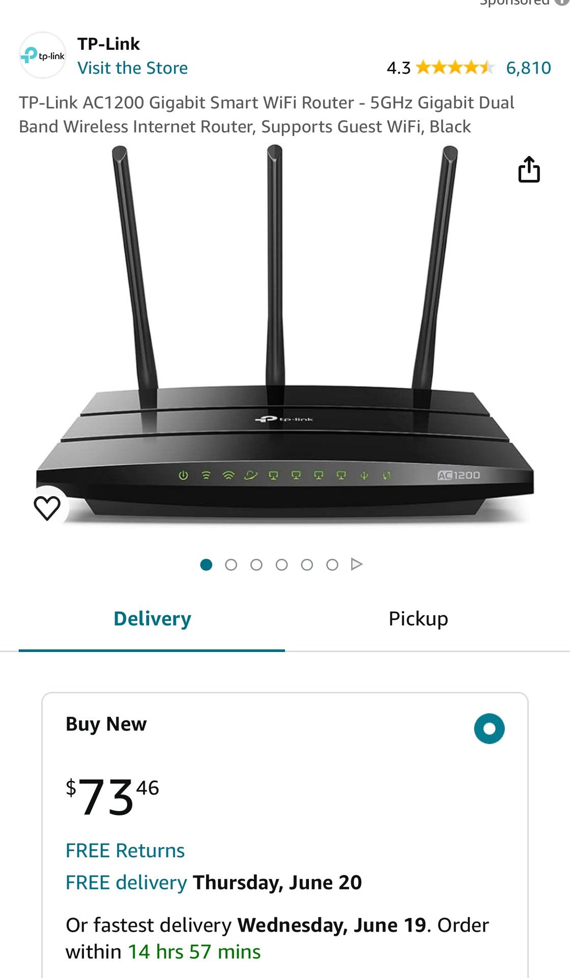 TP-Link AC1200 Gigabit Smart WiFi Router - 5GHz Gigabit Dual Band Wireless Internet