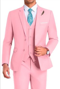 Size XL , Suit Groomsmen Suit Orange Slim Fit 3 Pieces Suit for Men Notched Lapel Jacket Vest Pants