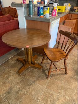 Small Round Kitchen Table with One Chair – $40