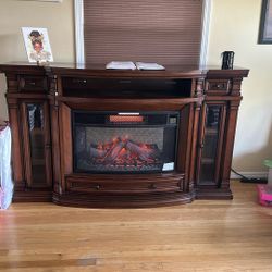 Mahogany Wood Infrared Fireplace 