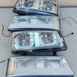 03-06 Chevrolet Silverado Avalanche LED DRL Headlights Luces Micas Calaveras Faros Faroles Focos Chevy Headlamps 