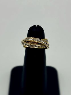 Jewelry 18k solid yellow gold 2.2 CTW Diamond estate trinity rolling ring size 4.5