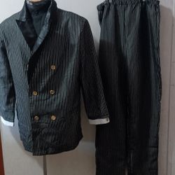 Men's Gangster Pinstripe Jacket And Pants Costume