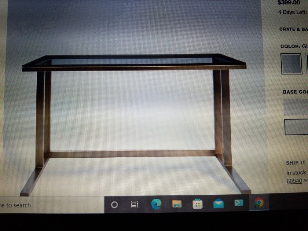 Pilsen brass desk with outlet glass top