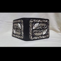 carteras y cinturones de hombre bordadas con hilo de plata 925 100 x 100 original (men's wallets and belts embroidered Silver 925 Original  