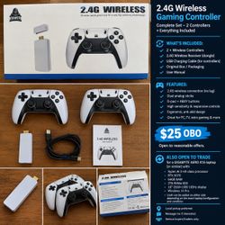 2.4G Wireless Gaming Controller Bundle — 2 Controllers + Receiver