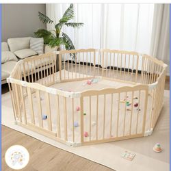 Baby Playpen Natural Wood Playpen for Babies and Toddlers -brand new