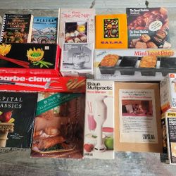 Vintage Kitchen Blender, Hot Topper,  Scale, Breadkeeper, Barbe-claw, Potato Basket Fryer,Cook Books