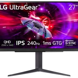 27GR83Q-B 27 Inch UltraGear™ QHD 1440P 1ms 240Hz Gaming Monitor with NVIDIA® G-SYNC® Compatible