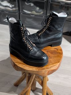 Size 7.5  Women's 
Sam Edelman LOVRIN 
Black Leather Platform 
Combat Boots 
17685L2001