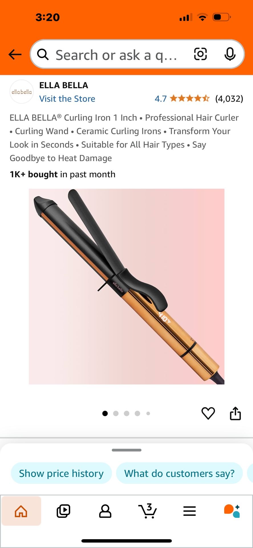 ELLA BELLA® Curling Iron 1 Inch • Professional Hair Curler • Curling Wand • Ceramic Curling Irons • Transform Your Look in Seconds • Suitable for All