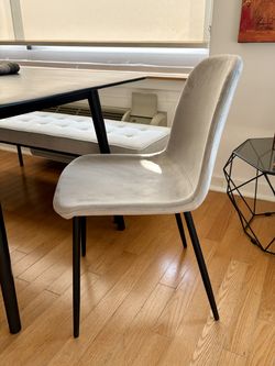 Set of 4 Modern Grey Velvet Dining Chairs