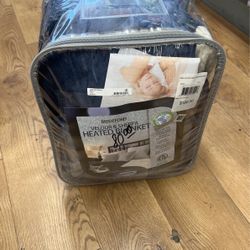 Velour & Sherpa Heated Blanket Full Navy