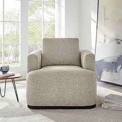 Oversized Living Room Chair, Modern Comfy Boucle Accent Chairs with Throw Pillow, Upholstered Armchair for Bedroom, Office, Waiting Room, Fully Assemb
