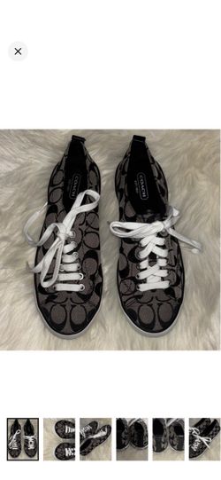 COACH Women’s Signature Canvas Lace-Up Sneakers in Black/Gray