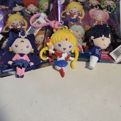 SAILOR MOON SERIES 6 3D BAG CLIP HANGERS KEYCHAIN COMPLETE YOUR COLLECTION NEW