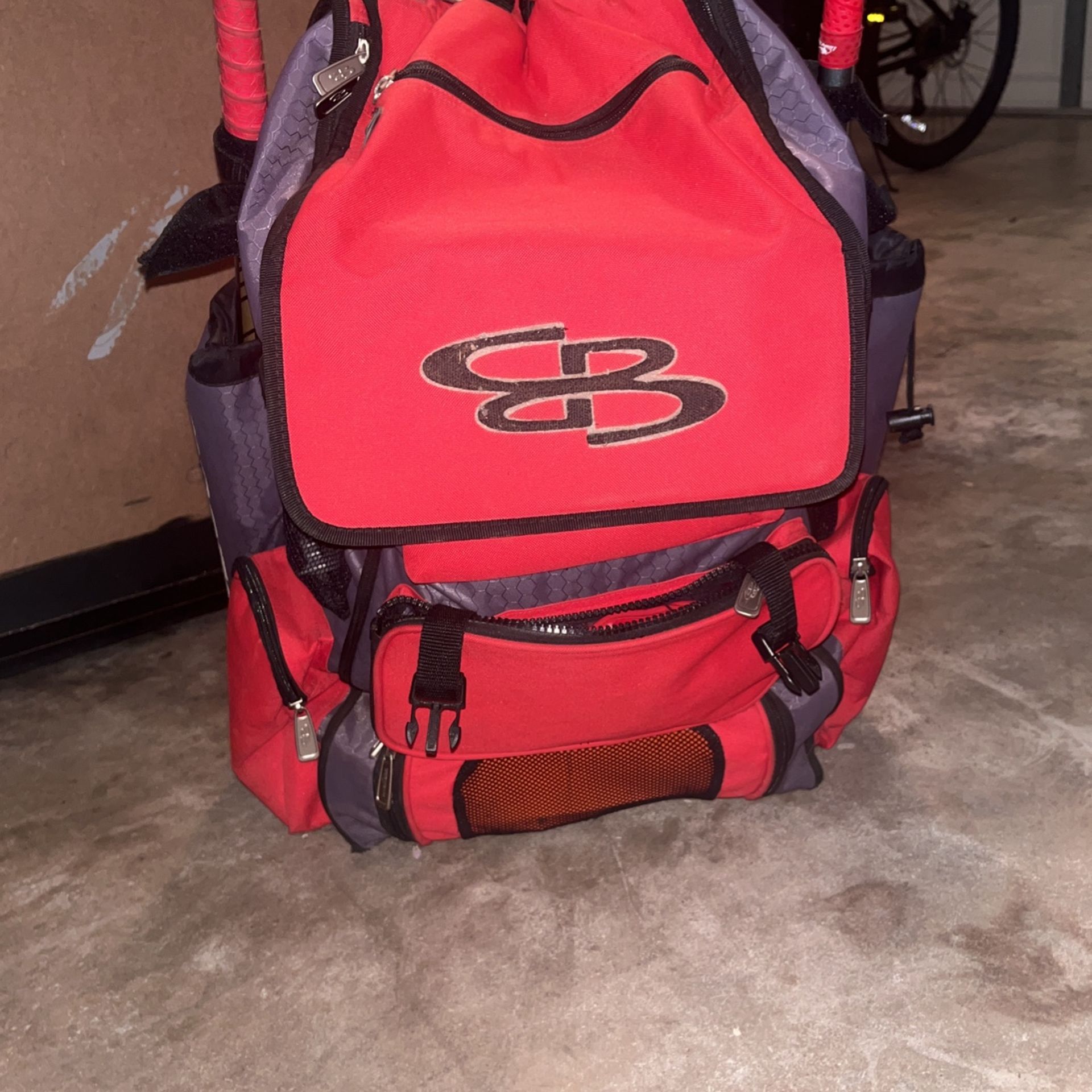 Boombah Rolling Superpack Baseball/Softball Gear Bag - 23-1/2" x 13-1/2" x 9-1/2" - Telescopic Handle and Holds 4 Bats - Wheeled Ver