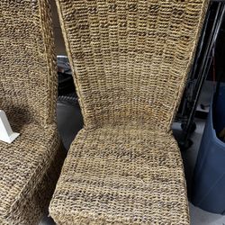 A Pair Of Wicker Woven Chairs.  