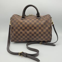 Louis Vuitton Speedy 30 Damier Ebene Satchel with Strap