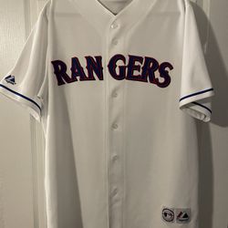 Texas Rangers Majestic jersey size large 