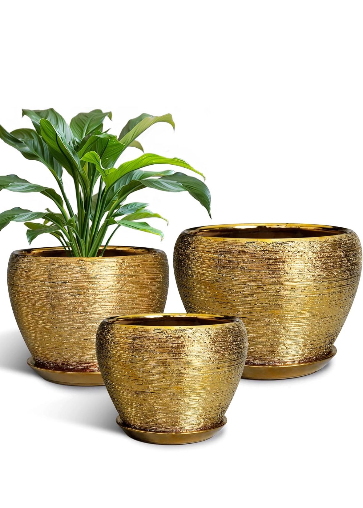 Pots for Indoor & Outdoor Plants Set of 3 Gold