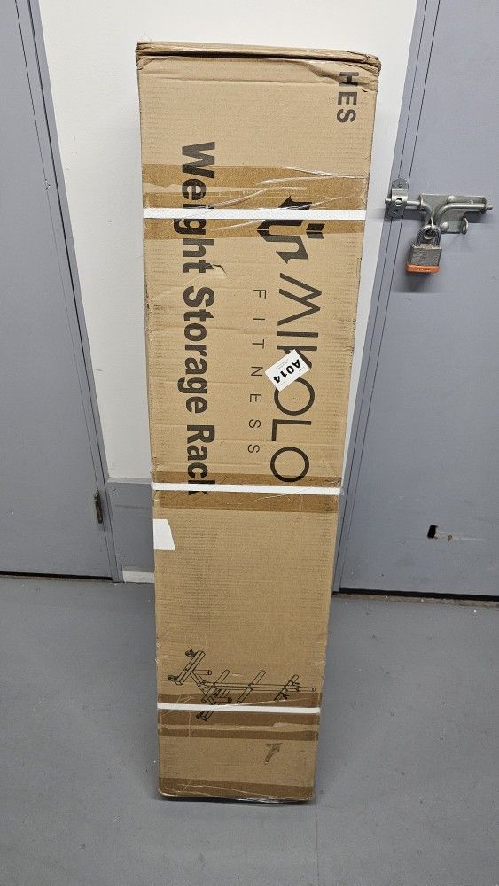 $140 - New Mikolo Weight Plate Rack with Barbell Storage