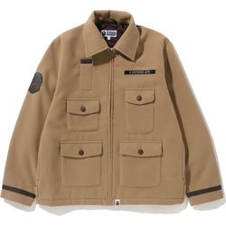 A BATHING APE MELTON RELAXED FIT ZIP JACKET MENS BEIGE XL