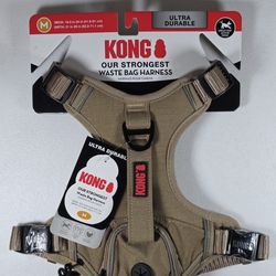 KONG Ultra Durable Dog Harness Tan Medium Waste Bag Pocket