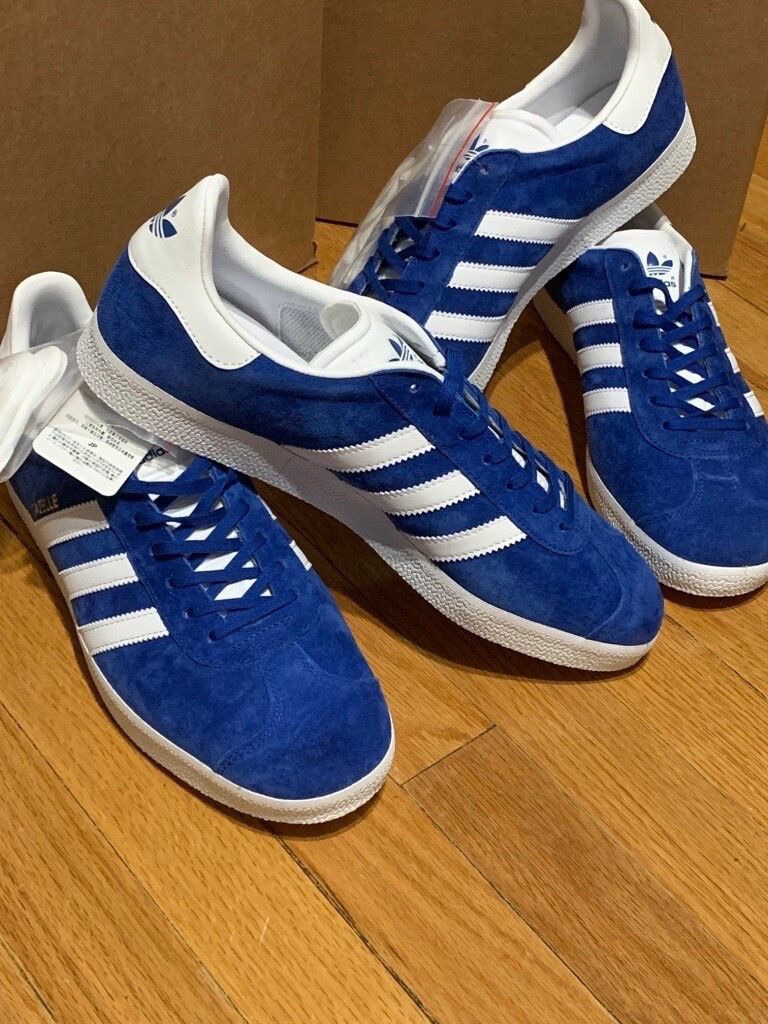 2 pairs of Blue Adidas Gazelle shoes