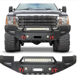 Front Bumper Compatible with 2011 2012 2013 2014 GMC Sierra 2(contact info removed) HD W/Winch Plate and LED Lights and D-ring