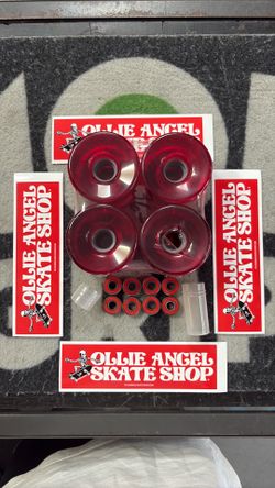 Red Transparent Skateboard Longboard Wheels 75mm with Abec 7 Bearings