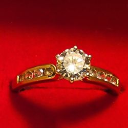 .925 Sterling Silver Vintage CZ Diamond Engagement Ring Gold Vermeil 