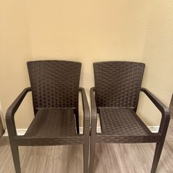 Set of 2 Brown Wicker Chairs perfect for indoor or outdoor use