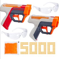 Nerf Pro Gelfire Dual Wield Pack, 2 Blasters, No-Prime Firing, 5000 Gelfire Rounds, 2X 100 Round Integrated Hoppers, 2 Eyewear, Ages 14 & Up