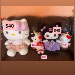 Hello kitty and kuromi plushies