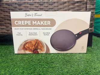 8-Inch Electric Crepe Maker with Batter Tray and Spatula – Brand New